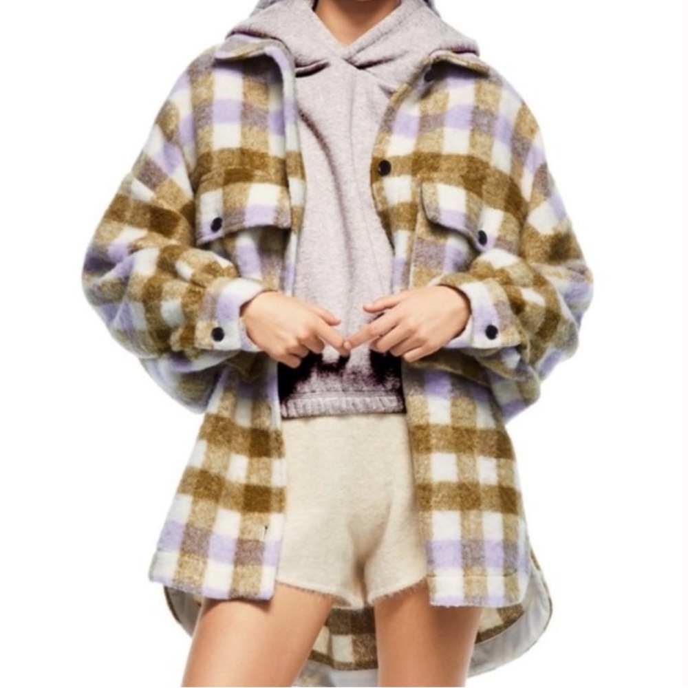 NWT Zara plaid pastel shirt jacket sz m/L medium large